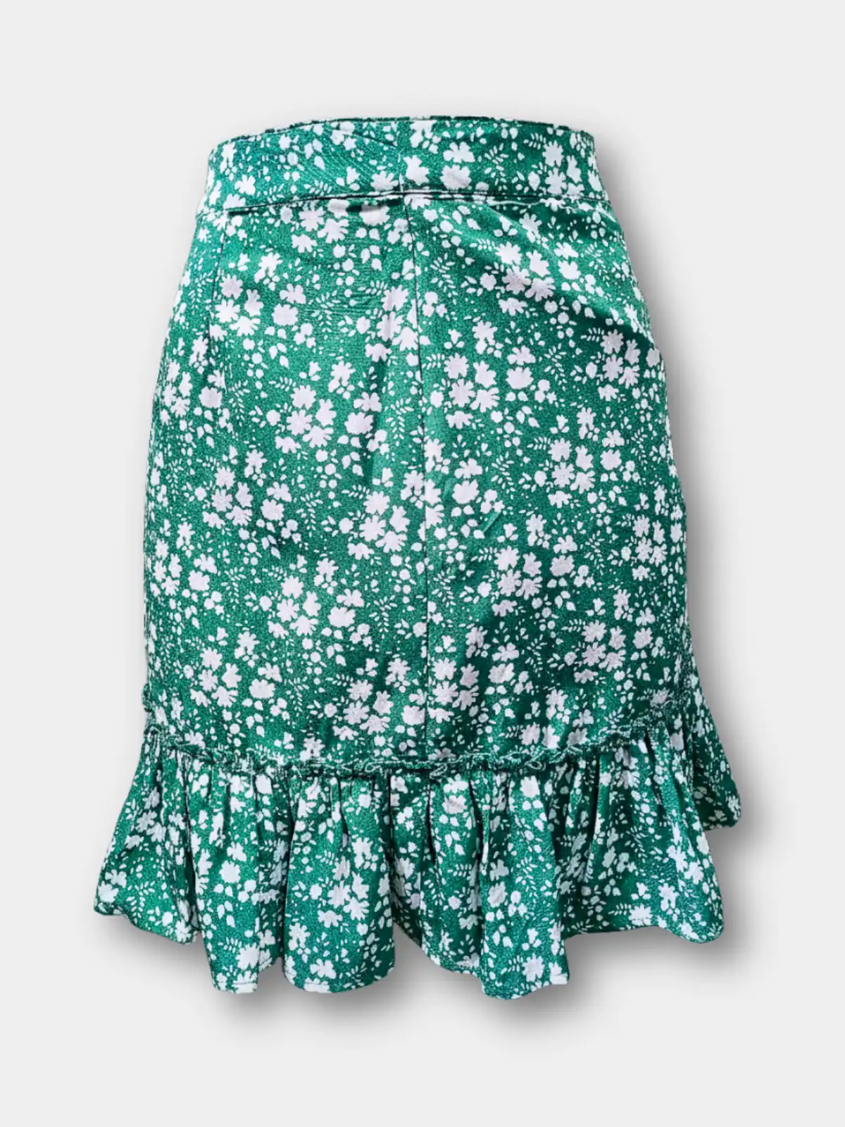 Green Floral Ruffle Skirt